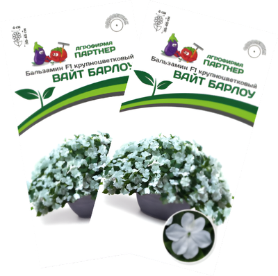 Набор семян цветов Агрофирма Партнер Бальзамин F1 Уоллера крупноцветковый Вайт Барлоу (2шт)