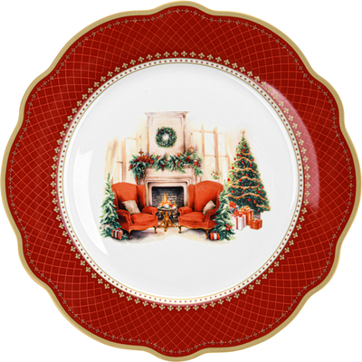 Тарелка столовая обеденная Fissman Christmas Eve / 16026 (красный)
