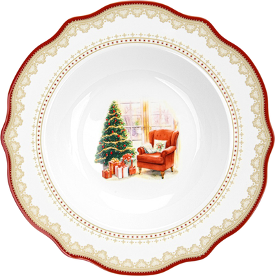 Тарелка столовая глубокая Fissman Christmas Eve / 16028 (красный)