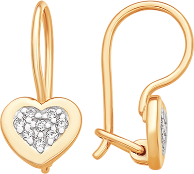 Серьги из красного золота 7 КАРАТ П2217-012К14 (с фианитами)