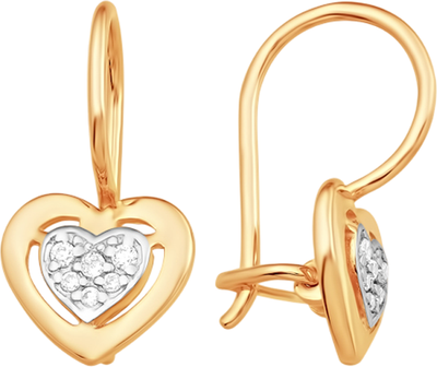 Серьги из красного золота 7 КАРАТ П2217-004К14 (с фианитами)