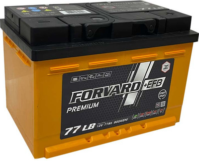 Автомобильный аккумулятор FORVARD EFB Premium 800A LB3 низкий 12V77 AH/L3B / FEPLB3.77.800.SMF (77 А/ч)