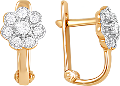 Серьги из красного золота 7 КАРАТ П2217-217К14 (с фианитами)