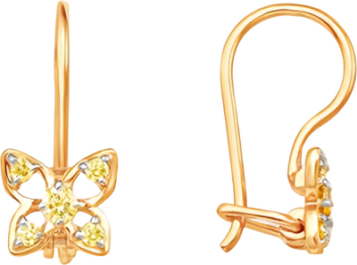 Серьги из красного золота 7 КАРАТ П2217-496К14 (с фианитами)