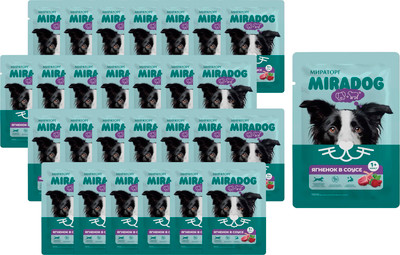 Влажный корм для собак Мираторг С ягненком для взрослых собак всех пород (28x75г)