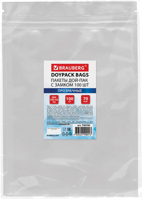 Пакеты фасовочные Brauberg Дой-Пак с Zip Lock / 700700 (100шт)
