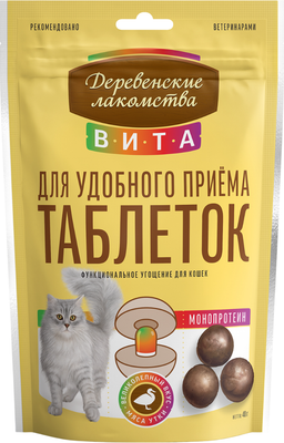 Лакомство для кошек Деревенские лакомства Вита для удобного приема таблеток Утка (40г)