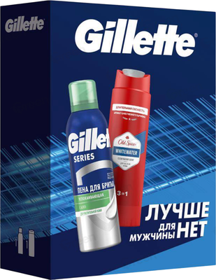 Набор косметики для тела и волос Gillette Whitewater Пена д/бритья+Гель для душа Old Spice+Шампунь (200мл+250мл)