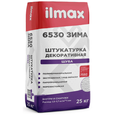Штукатурка декоративная ilmax 6530 Зима 1мм (25кг, белый)