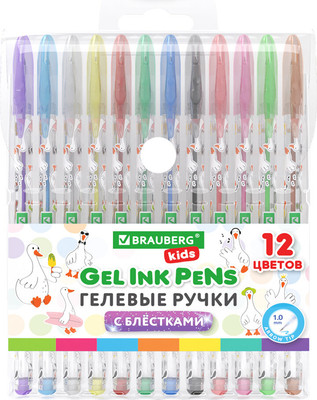 Набор гелевых ручек Brauberg Kids. Cute Animals / 144446 (12цв)