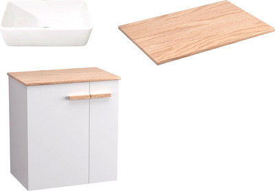 Комплект мебели для ванной Lauter Adri тумба, столешница, раковина (59 см, белый глянец)