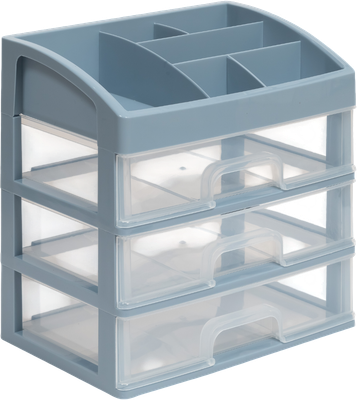 Органайзер для косметики Violet 3 ящика / 330349 (серо-синий/прозрачный)