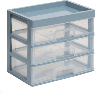 Органайзер для хранения Violet 3 ящика / 340349 (серо-синий/прозрачный)