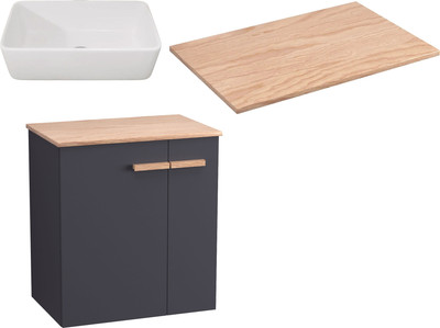 Комплект мебели для ванной Lauter Adri тумба, столешница, раковина 21674A (59 см, антрацит)