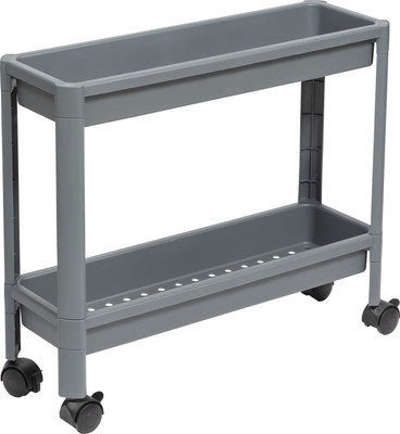 Этажерка Violet Vikea узкая 2-х ярусная на колесах / 782218 (серый)