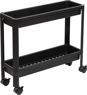 Этажерка Violet Vikea узкая 2-х ярусная на колесах / 782207 (черный)