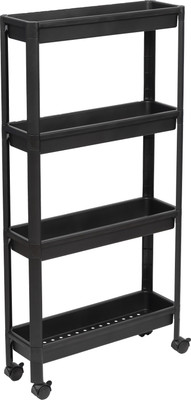 Этажерка Violet Vikea узкая 4-х ярусная на колесах / 782407 (черный)