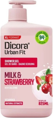 Гель для душа Dicora Urban Fit Питательный Витамин В, Молоко и Клубника (825мл)