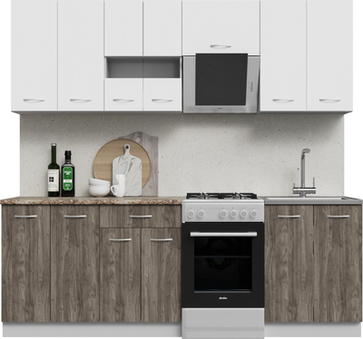 Кухонный гарнитур Mio Tesoro Экстра-лайт 2.2 (белый/орех элия/мадрид)