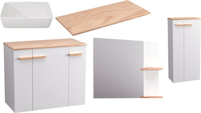 Комплект мебели для ванной Lauter Adri тумба, столешница, раковина 21674A (шкаф-пенал, зеркало, 79 см, белый глянец)