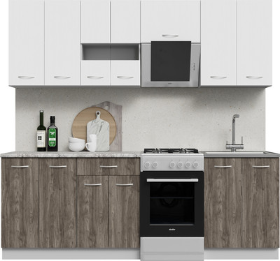 Кухонный гарнитур Mio Tesoro Экстра-лайт 2.2 (белый/орех элия/марсель)