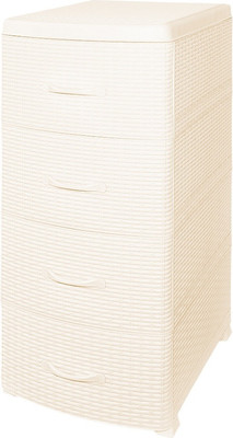 Комод пластиковый Violet Ротанг / 35726 (слоновая кость)