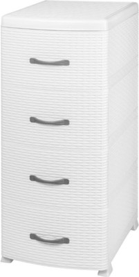 Комод пластиковый Violet Ротанг / 35706 (белый)