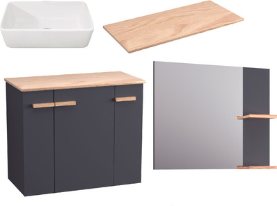 Комплект мебели для ванной Lauter Adri тумба, столешница, раковина 21674A (зеркало, 79 см, антрацит)