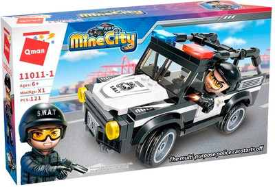 Конструктор инерционный Qman Полицейский на машине / 11011q/11011-1