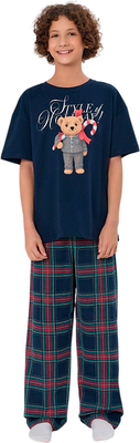 Пижама детская Mark Formelle 563337 (р.128-64-57, темно-синий/клетка на темно-синем)