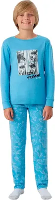 Пижама детская Mark Formelle 563326 (р.104-56-51, голубой/лошадки на голубом)