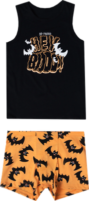 Комплект бельевой детский Mark Formelle 443002 (р.104-56-51, черный/летучие мыши на оранжевом)