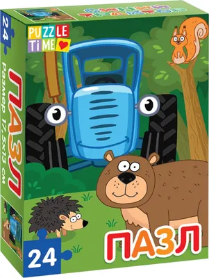 Пазл Синий трактор В лесу / 7673636