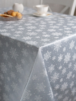 Скатерть Моготекс Серебряные снежинки 02ШС8-14-КВ рис.2652/250302 (220x150)