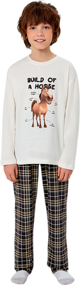 Пижама детская Mark Formelle 563334 (р.104-56-51, молочный/обсидиановая клетка)