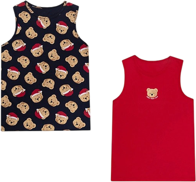 Комплект маек детских Mark Formelle 423344-2 (р.134-68, красный/праздничные медвежата на синем)