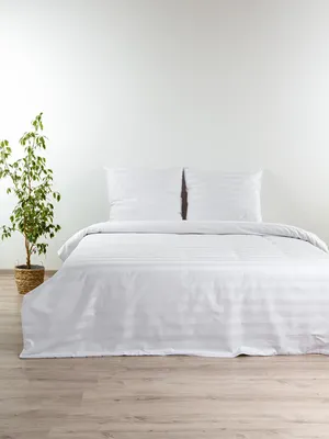 Комплект постельного белья Блакiт Страйп-сатин Евро 50х70 / 4238 (белый)