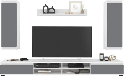 Горка для гостиной Interline Neo-3 (белый платинум/серый)