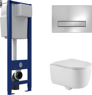 Инсталляция с унитазом подвесным Berges Tornas Rimless + Atom 410 / АТ-043330 (с кнопкой Atom Line хром глянец)