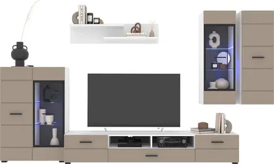 Горка для гостиной Интерлиния Neo-2 с подсветкой  (белый платинум/луна)