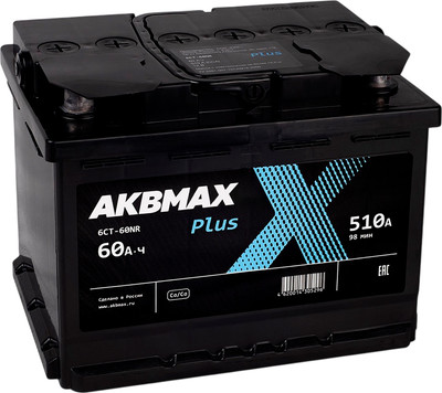 Автомобильный аккумулятор AKBMAX Plus 60R 510A / 6СТ60NR 4418