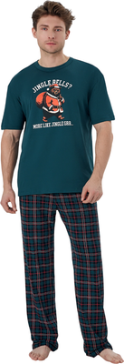 Комплект домашней одежды Mark Formelle 591039 (р.108-98-182/188, темный изумруд/НГ клетка на зеленом)