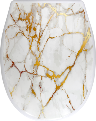 Сиденье для унитаза Еврокомфорт Океан Lux Белый мрамор с рисунком 003768 (жесткое)