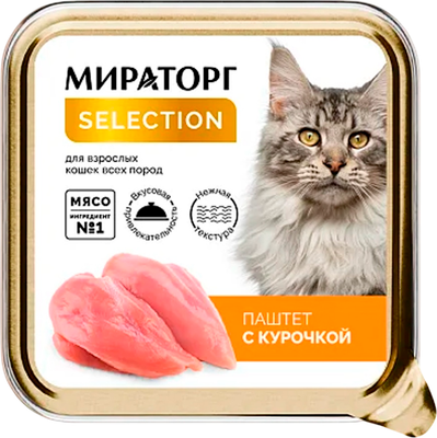 Влажный корм для кошек Мираторг Selection Паштет с курочкой (100г)