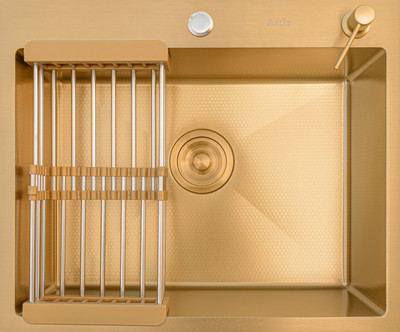 Мойка кухонная Astir Decor PVD Gold 60x50G (с сифоном, дозатором и коландером)