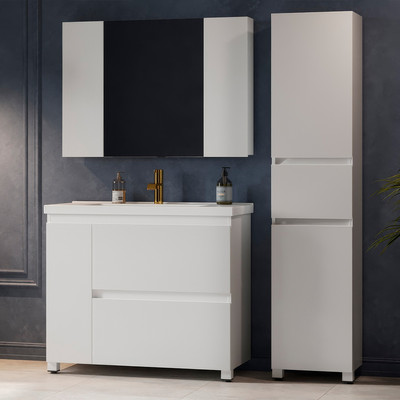 Тумба с умывальником Belux Неаполь Н 100-02 + Тобаго 100 ФС (1, белый глянцевый)