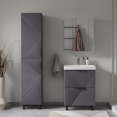 Тумба с умывальником Volna Geometry 60.2Y 9696 + Lake 60 (графит)