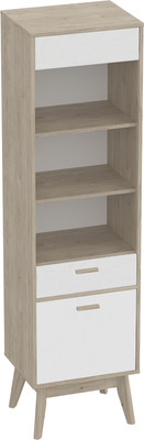 Шкаф-пенал с витриной Мебельград Калгари (дуб натуральный светлый/белый матовый)