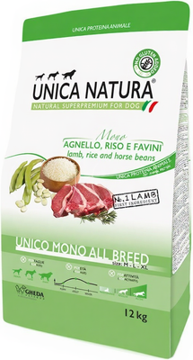 Сухой корм для собак Unica Natura Mono для средних и крупных пород ягненок (12кг)