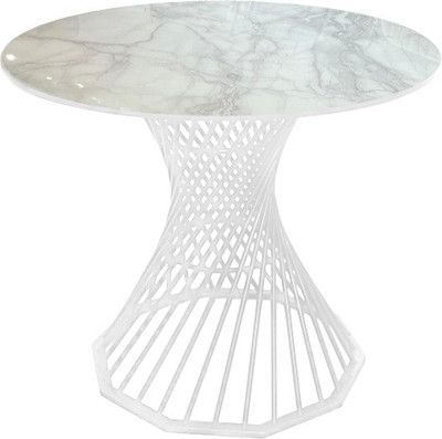 Обеденный стол Древпром Лотос СТ ДП1-03-15 ф900 М191 (камень №19/белый матовый)